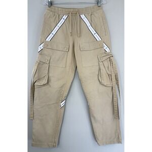 Kappa Cargo Pants Women's XS Elastic Waistband Drawstring Khaki